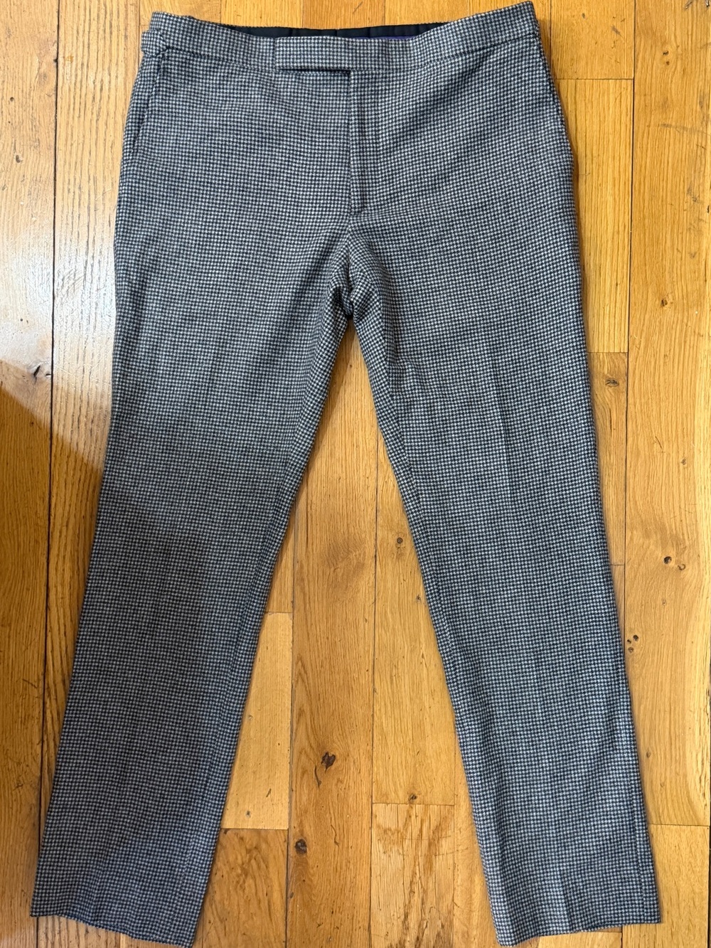 RALPH LAUREN PURPLE LABEL HOUNDSTOOTH SIDE TAB PANT GRAY WOOL RUBINACCI $1400 38